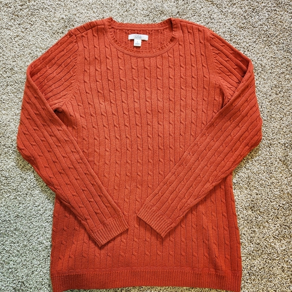 croft & barrow Sweaters - Croft & Barrow Cable Knit Sweater Crew Neck Size Small EUC Pumpkin Spice